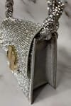 X Feet Above_Silver Embellished Bijoux Crystal Mesh Mini Bag _Online_at_Aza_Fashions