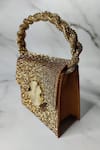 Buy_X Feet Above_Gold Embellished Bijoux Satin Mini Bag _Online_at_Aza_Fashions