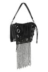 Buy_X Feet Above_Black Embellished Trapeze Beaded Tassel Bag _at_Aza_Fashions