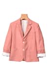 Buy_Partykles_Coral Gabardine Notched Collar Plain Blazer_at_Aza_Fashions