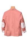 Shop_Partykles_Coral Gabardine Notched Collar Plain Blazer_at_Aza_Fashions