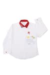 Buy_Partykles_White 100% Cotton Satin Embroidery Thread Work Baby Shark Shirt _at_Aza_Fashions