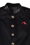 Buy_Partykles_Black Velvet Embroidery Cutdana Collar Jodhpuri Set _Online_at_Aza_Fashions