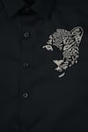 Partykles_Black 100% Cotton Satin Embroidery Thread Work Shirt _Online_at_Aza_Fashions