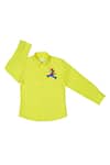 Buy_Partykles_Yellow 100% Cotton Satin Embroidery Stitchline Thread Super Mario Shirt_at_Aza_Fashions