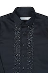 Shop_Partykles_Black 100% Cotton Satin Embroidered Bead Work Vintage Shirt_at_Aza_Fashions