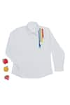 Buy_Partykles_White 100% Cotton Satin Embroidered Thread And Cut Dana Placement Packman Shirt _at_Aza_Fashions