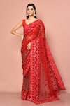 Buy_Nazaakat by Samara Singh_Red Saree Net Embroidered Sequin Applique With Unstitched Blouse Piece_at_Aza_Fashions