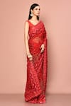 Buy_Nazaakat by Samara Singh_Red Saree Net Embroidered Sequin Applique With Unstitched Blouse Piece_Online_at_Aza_Fashions