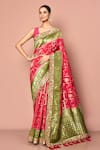 Buy_Nazaakat by Samara Singh_Pink Saree Dola Silk Embroidered Sequin Woven Zari With Unstitched Blouse_at_Aza_Fashions