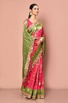 Buy_Nazaakat by Samara Singh_Pink Saree Dola Silk Embroidered Sequin Woven Zari With Unstitched Blouse_Online_at_Aza_Fashions