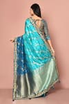 Shop_Nazaakat by Samara Singh_Blue Saree Banarasi Silk Woven Paisley Pattern With Unstitched Blouse Piece_at_Aza_Fashions