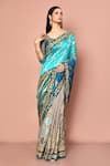 Buy_Nazaakat by Samara Singh_Blue Saree Banarasi Silk Woven Paisley Pattern With Unstitched Blouse Piece_Online_at_Aza_Fashions