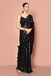 Buy_Nazaakat by Samara Singh_Black Saree Soft Net Embellished Sequins Tonal With Unstitched Blouse Piece_Online_at_Aza_Fashions