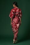 Shop_Arte-Alter_Maroon Woven Mulberry Silk Printed Azalea Draped Dress  _at_Aza_Fashions