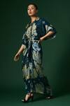 Arte-Alter_Blue Woven Mulberry Silk Printed Bergenia Draped Dress  _at_Aza_Fashions