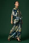 Buy_Arte-Alter_Blue Woven Mulberry Silk Printed Bergenia Draped Dress  