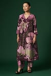 Arte-Alter_Purple Woven Mulberry Silk Dianthus Kurta And Pant Set  _Online_at_Aza_Fashions