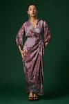 Arte-Alter_Purple Woven Mulberry Silk Juniper Draped Wrap Dress  _Online_at_Aza_Fashions