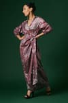 Buy_Arte-Alter_Purple Woven Mulberry Silk Juniper Draped Wrap Dress  _Online_at_Aza_Fashions