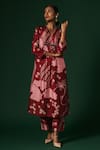 Arte-Alter_Maroon Woven Mulberry Silk Tecoma Kurta And Pant Set  _Online_at_Aza_Fashions