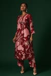 Shop_Arte-Alter_Maroon Woven Mulberry Silk Tecoma Kurta And Pant Set  _Online_at_Aza_Fashions