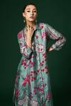 Arte-Alter_Green Handwoven Mulberry Silk Hand Printed Hazel Kurta And Pant Set  _at_Aza_Fashions