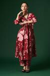 Buy_Arte-Alter_Maroon Handwoven Mulberry Silk Hand Printed Camelia Kurta And Pant Set  _Online_at_Aza_Fashions