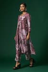 Buy_Arte-Alter_Purple Handwoven Mulberry Silk Hand Printed Mahonia Kurta And Pant Set  _Online_at_Aza_Fashions