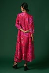 Shop_Arte-Alter_Pink Handwoven Mulberry Silk Hand Printed Petunia Kurta And Pant Set  _at_Aza_Fashions