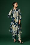 Buy_Arte-Alter_Blue Handwoven Mulberry Silk Hand Printed Iris Kurta And Pant Set  _at_Aza_Fashions