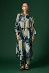 Buy_Arte-Alter_Blue Handwoven Mulberry Silk Hand Printed Iris Kurta And Pant Set  _Online_at_Aza_Fashions