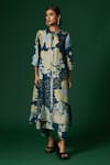 Buy_Arte-Alter_Blue Handwoven Mulberry Silk Printed And Ixora Kurta & Pant Set _at_Aza_Fashions