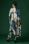 Shop_Arte-Alter_Blue Handwoven Mulberry Silk Printed And Ixora Kurta & Pant Set _at_Aza_Fashions