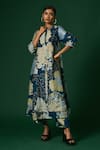 Buy_Arte-Alter_Blue Handwoven Mulberry Silk Printed And Ixora Kurta & Pant Set _Online_at_Aza_Fashions