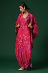 Buy_Arte-Alter_Pink Handwoven Mulberry Silk Hand Printed Clematis And Dress Set  _Online_at_Aza_Fashions