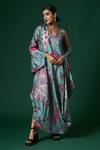 Buy_Arte-Alter_Green Handwoven Mulberry Silk Hand Printed Floral Viola And Dress Set  _at_Aza_Fashions