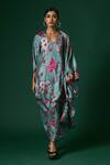 Buy_Arte-Alter_Green Handwoven Mulberry Silk Hand Printed Floral Viola And Dress Set  _Online_at_Aza_Fashions