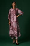 Buy_Arte-Alter_Purple Handwoven Mulberry Silk Printed And Celosia Kurta & Pant Set _at_Aza_Fashions