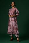 Buy_Arte-Alter_Purple Handwoven Mulberry Silk Printed And Celosia Kurta & Pant Set _Online_at_Aza_Fashions