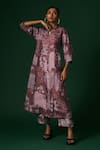 Shop_Arte-Alter_Purple Handwoven Mulberry Silk Printed And Celosia Kurta & Pant Set _Online_at_Aza_Fashions