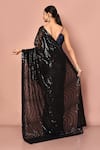 Shop_Nazaakat by Samara Singh_Black Saree Soft Net Embellished Sequins Tonal With Unstitched Blouse Piece_at_Aza_Fashions