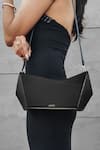 Buy_ADISEE_Black Plain Structured Leather Clutch _at_Aza_Fashions