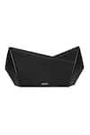 ADISEE_Black Plain Structured Leather Clutch _Online_at_Aza_Fashions