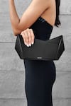 ADISEE_Black Plain Structured Leather Clutch _at_Aza_Fashions