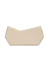 ADISEE_Ivory Plain Leather Abstract Structured Clutch _at_Aza_Fashions