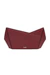 Buy_ADISEE_Maroon Plain Abstract Structured Leather Clutch _Online_at_Aza_Fashions