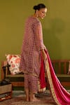 Shop_Sage Saga_Pink Satin, Silk, Organza Embroidery, Keerat Gulab Floral Print Kurta And Pant Set _at_Aza_Fashions