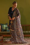 Buy_Sage Saga_Blue Velvet, Silk, Satin, Organza Saru Neel Floral Print Kurta Set With Dupatta _Online_at_Aza_Fashions