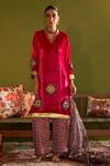 Buy_Sage Saga_Pink Velvet, Satin, Organza, Silk Saru Gulab Floral Print Kurta Set With Dupatta _Online_at_Aza_Fashions